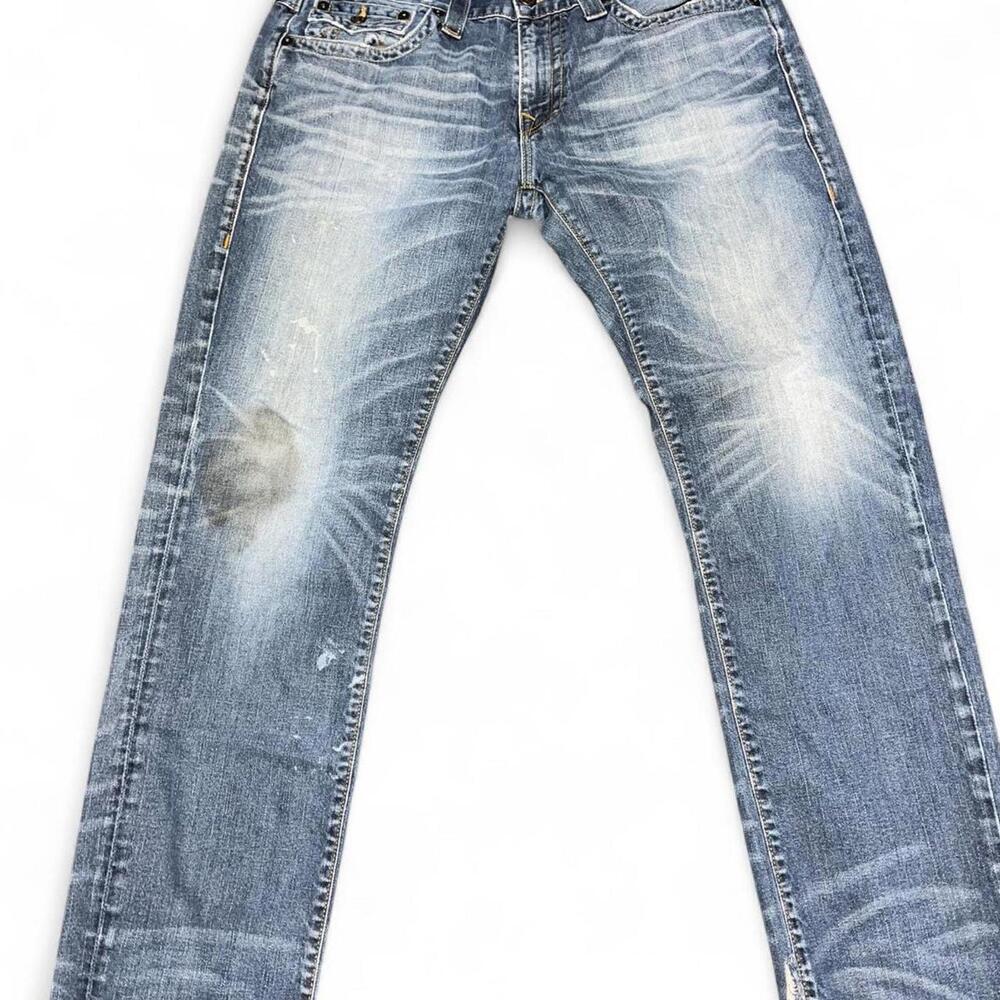True Religion Men's Distressed Light Wash Denim Jeans